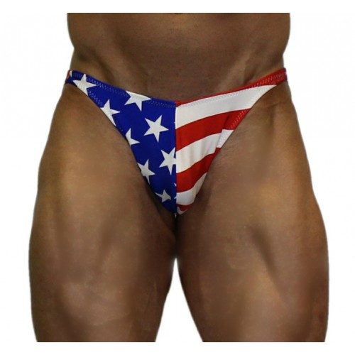 Akieistro® Men’s Professional Bodybuilding Posing Suit - Solid USA Flag - Front View