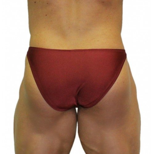 Akieistro® Men’s Professional Bodybuilding Posing Suit - Solid Burgundy - Back View