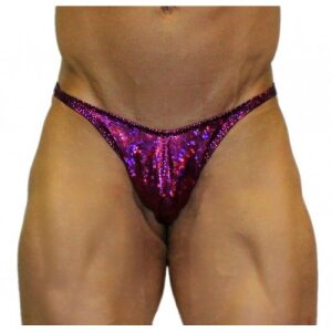 Akieistro® Men’s Professional Bodybuilding Posing Suit - Metallic Fuchsia Hologram - Front View