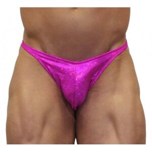 Akieistro® Men’s Professional Bodybuilding Posing Suit - Metallic Hot Pink Hologram - Front View