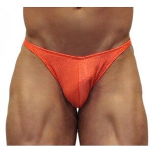 Akieistro® Men’s Professional Bodybuilding Posing Suit - Metallic Orange Hologram - Front View