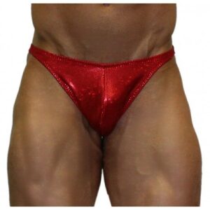 Akieistro® Men’s Professional Bodybuilding Posing Suit - Metallic Red Hologram - Front View