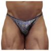 Akieistro® Men’s Professional Bodybuilding Posing Suit - Metallic Silver Hologram - Front View