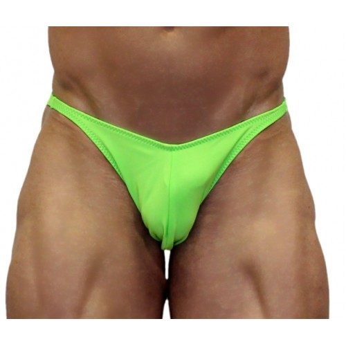 Akieistro® Men’s Professional Bodybuilding Posing Suit - Solid Neon Lime Green - Front View