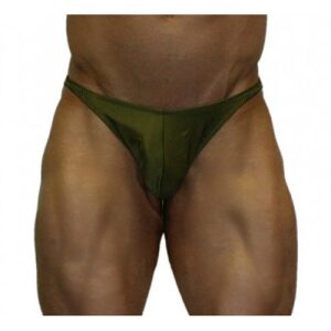 Akieistro® Men’s Professional Bodybuilding Posing Suit - Solid Olive Army Green Forest - Front View