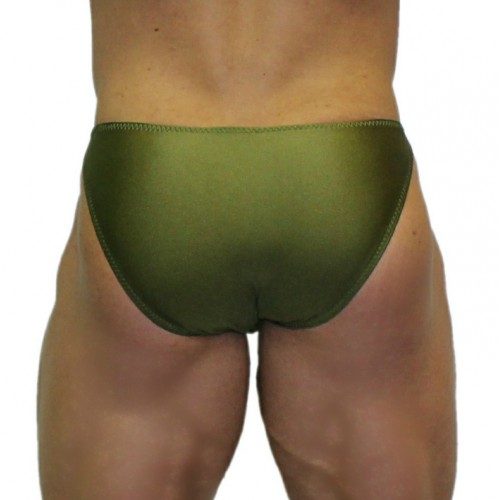 Akieistro® Men’s Professional Bodybuilding Posing Suit - Solid Olive Army Green Forest - Back View