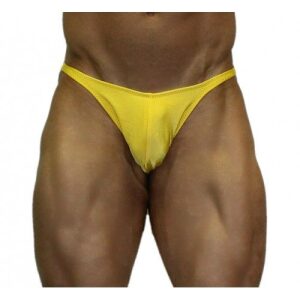 Akieistro® Men’s Professional Bodybuilding Posing Suit - Solid Yellow - Front View