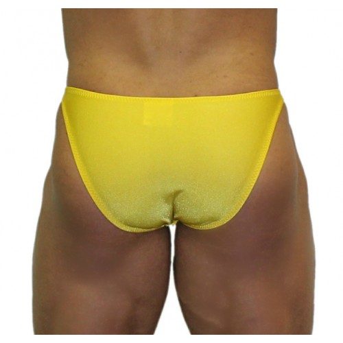 Akieistro® Men’s Professional Bodybuilding Posing Suit - Solid Yellow - Back View